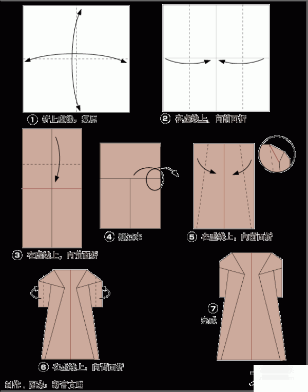 Origami clothing coat origami method