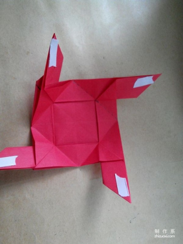 Illustration of DIY origami method of beautiful windmill rose flower