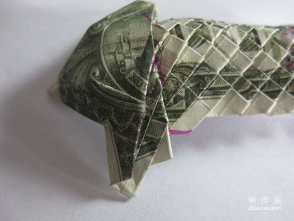 Detailed tutorial of dollar carp origami banknote real shot pictures