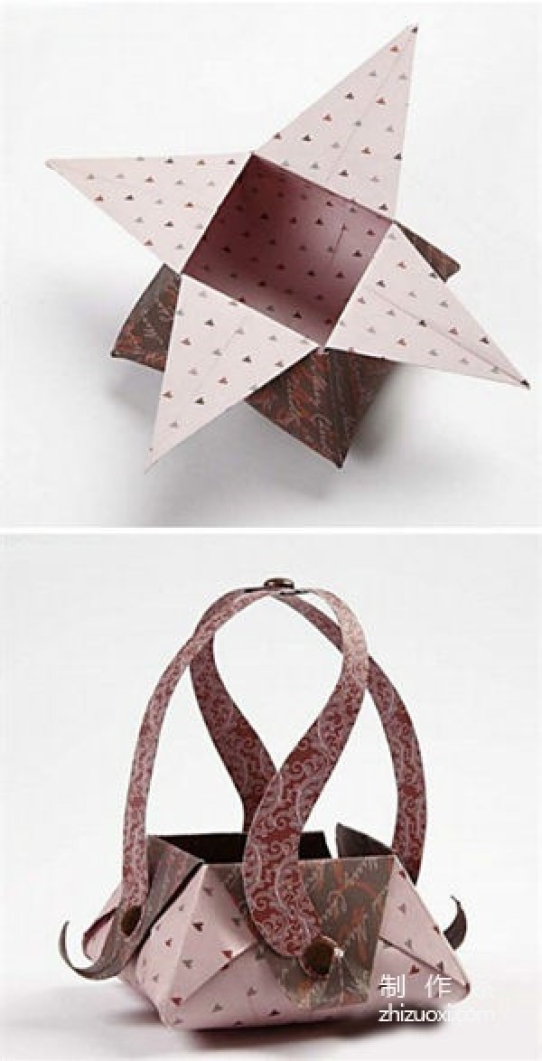 Origami basket, origami basket DIY tutorial illustration