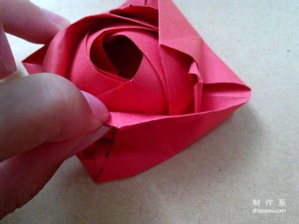 Illustration of DIY origami method of beautiful windmill rose flower