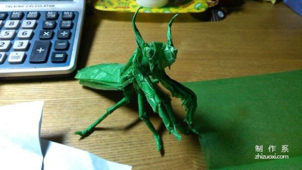 Praying mantis origami tutorial, mantis origami illustration