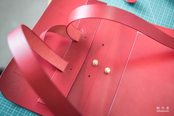 Red leather backpack diy handmade steps