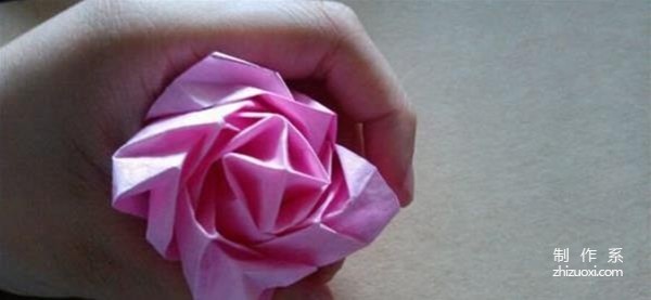 How to fold Hirundine paper rose, H.r rose handmade origami illustrated tutorial