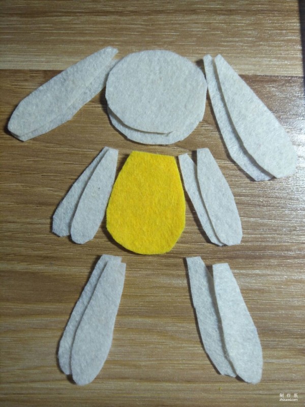 Non-woven patchwork handmade cloth art tutorial, handmade patchwork making method of long-eared rabbit cloth art accessories