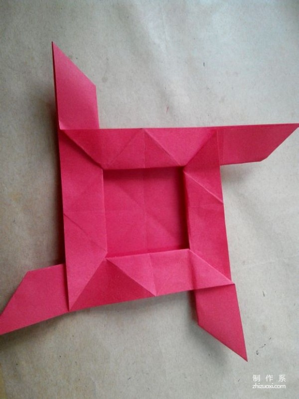 Illustration of DIY origami method of beautiful windmill rose flower