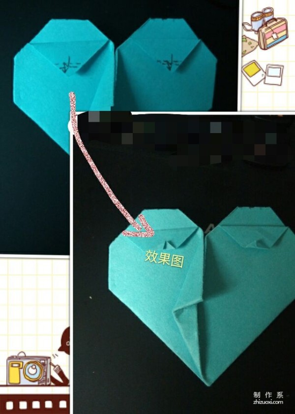 How to make a special heart-shaped origami with facial features