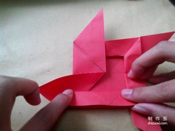 Illustration of DIY origami method of beautiful windmill rose flower