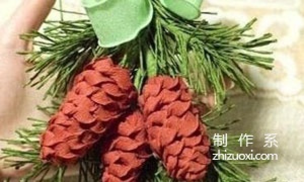 DIY tutorial for making handmade pine cones from wrinkled paper