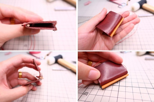 Handmade leather goods inseam piping process