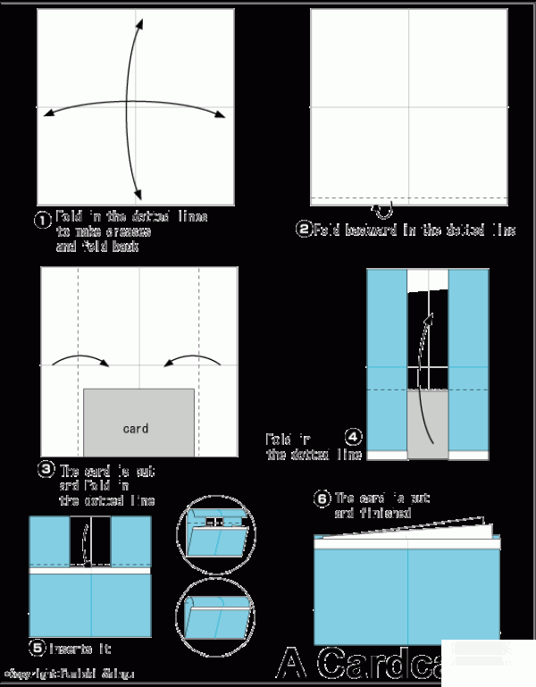 Origami method of business card box and business card holder