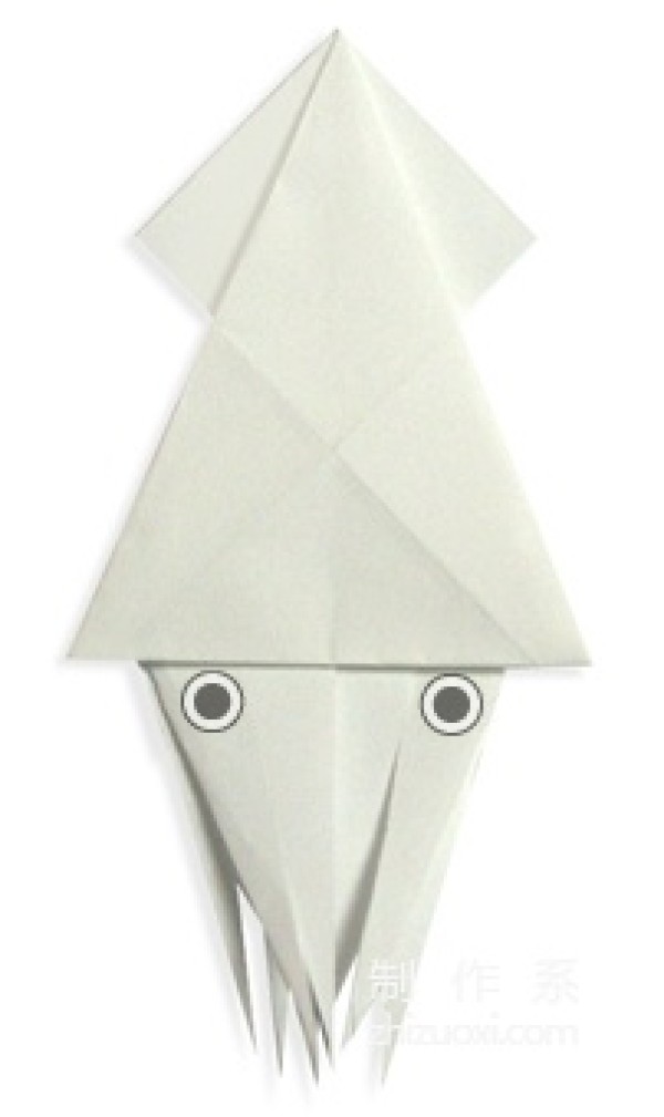 Origami method of sea creature squid