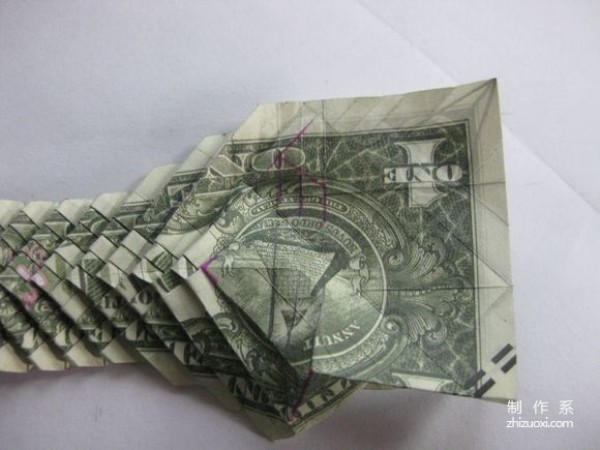 Detailed tutorial of dollar carp origami banknote real shot pictures