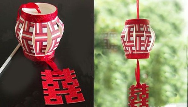 Festive Red Double Happiness Lanterns