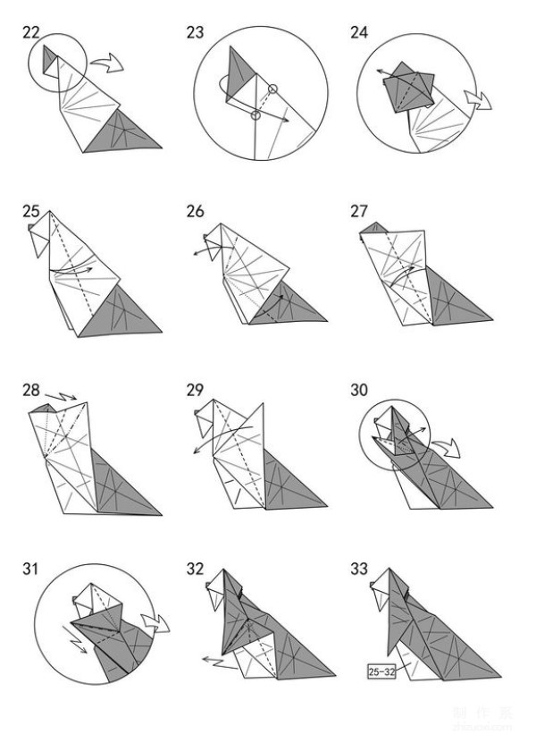 Illustrated tutorial to teach you how to fold a big-faced cat origami