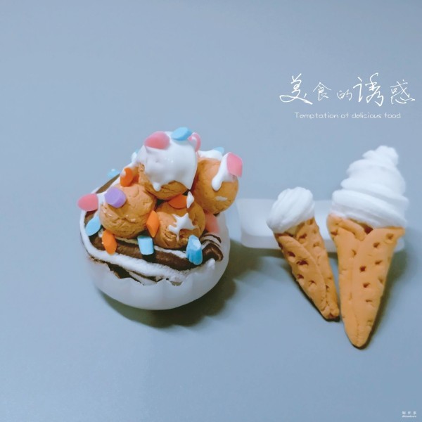 Colorful ice cream creations made from clay