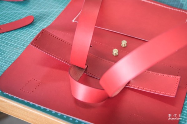 Red leather backpack diy handmade steps