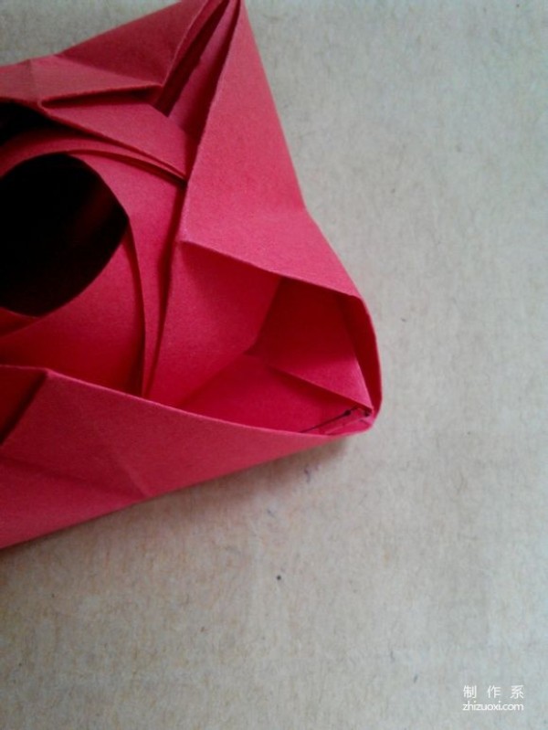 Illustration of DIY origami method of beautiful windmill rose flower