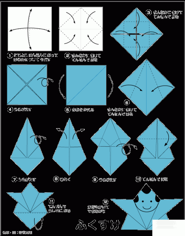 How to make origami Fukusuke, the God of Fortune born in a box