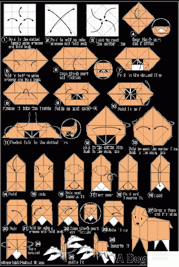 Origami box dog box origami method