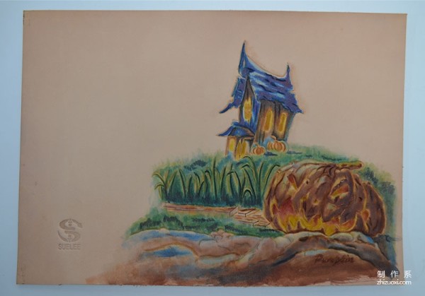 Halloween pumpkin lantern style leather carving notebook making