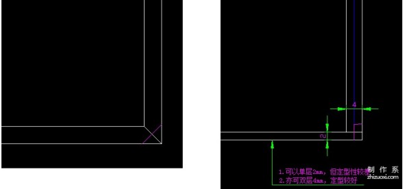 45 degree bevel cut right angle seam tutorial, detailed production steps