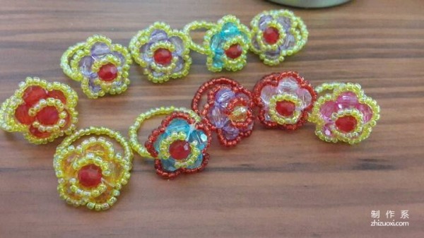 Beautiful flower handmade beaded ring making tutorial steps