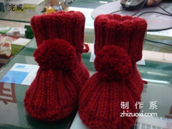 Wool knitted baby shoes hook knitting method