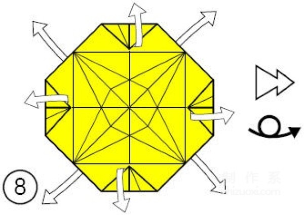 Origami method of folding a star-shaped garbage box