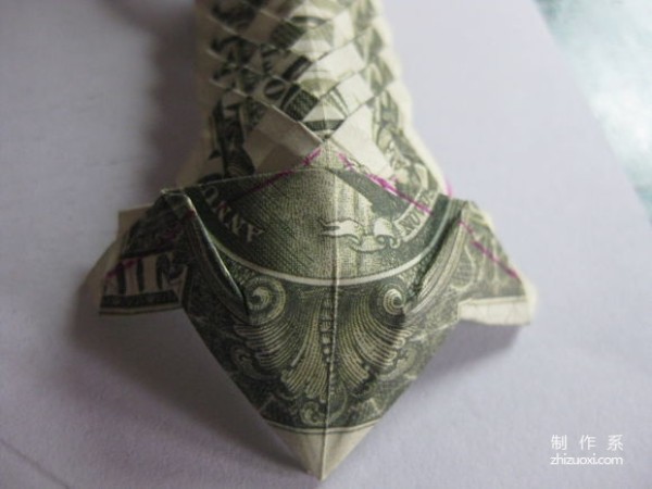 Detailed tutorial of dollar carp origami banknote real shot pictures