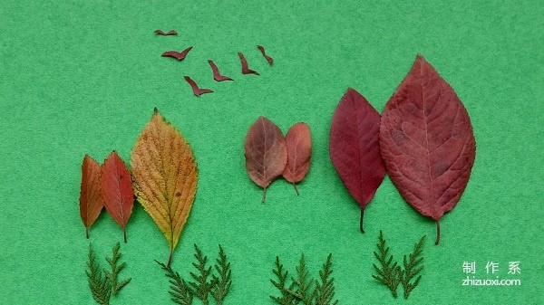 Autumn leaf collage landscape painting tutorial for children to make handmade stickers