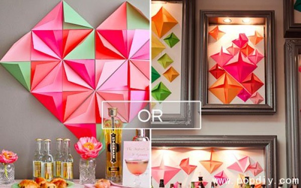 Colorful origami handmade diy background wall decoration