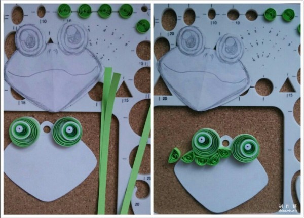 Paper rolling tutorial, DIY method of making cute semicircular little frogs’ handmade paper rolling