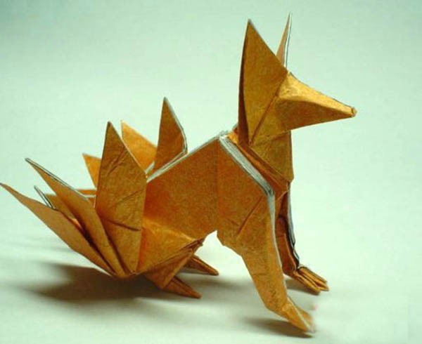 Paper art DIY handmade cute nine-tailed fox origami