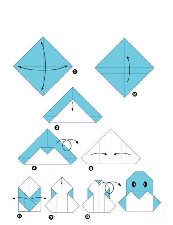 Interesting DIY simple handmade origami tutorial with illustrations of the little penguin method