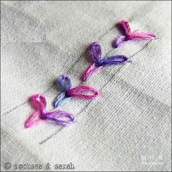 Russian Chain Embroidery Stitch Illustrated Tutorial