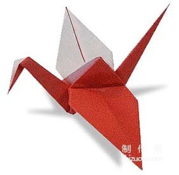 Origami method of red and white paper cranes