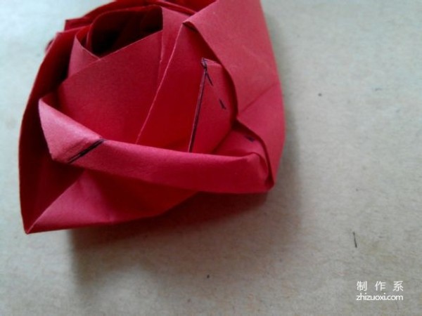 Illustration of DIY origami method of beautiful windmill rose flower