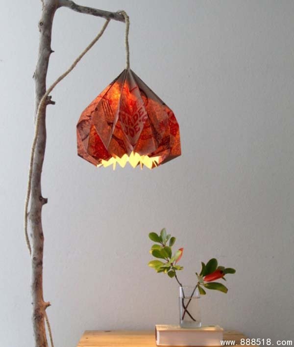 Origami kraft paper bag creative DIY production of fashionable chandeliers