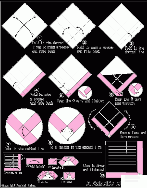 How to make origami rabbit stationery