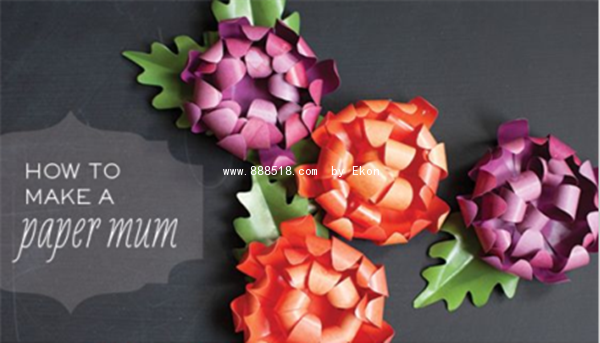 Detailed step-by-step illustration of paper making creative chrysanthemums of various colors