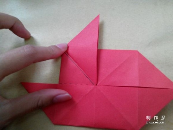 Illustration of DIY origami method of beautiful windmill rose flower