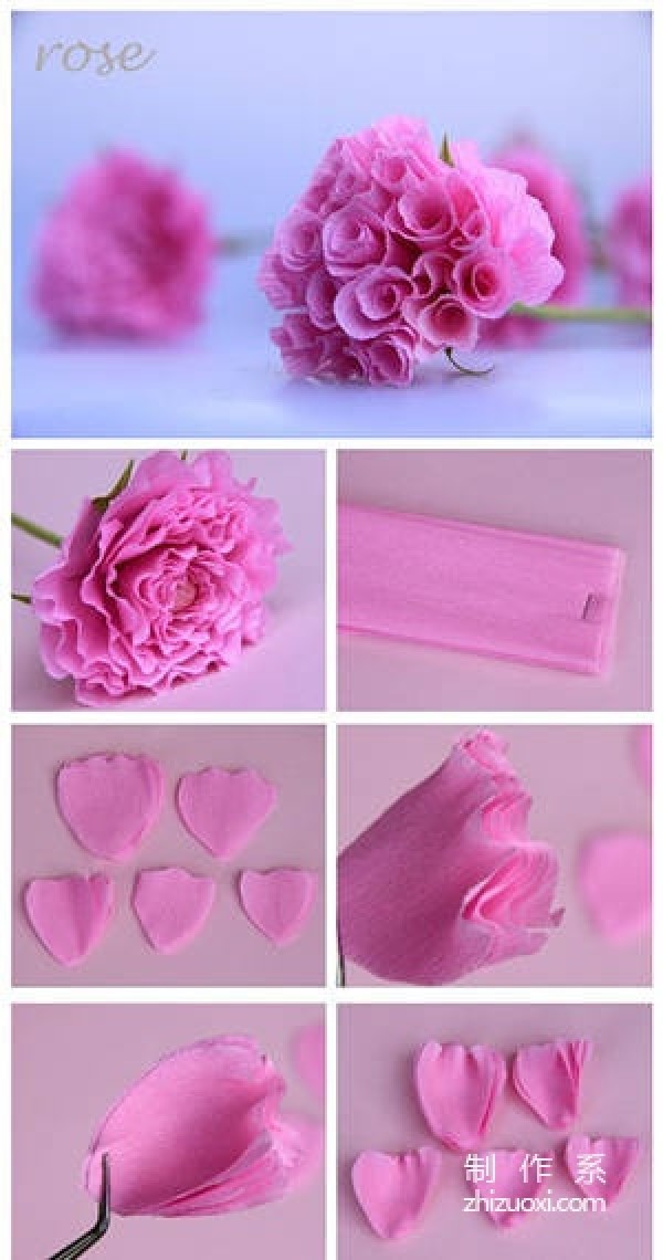 Crepe paper handmade paper flowers Romantic red paper flower handmade tutorial