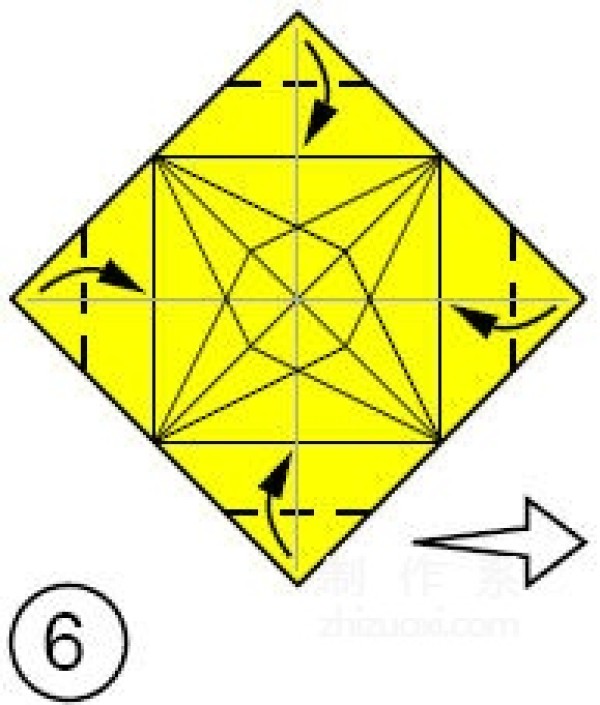 Origami method of folding a star-shaped garbage box