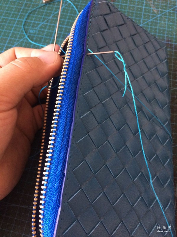 Sheepskin woven zipper clutch making tutorial