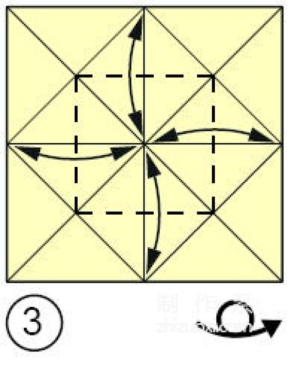 Origami method of folding a star-shaped garbage box