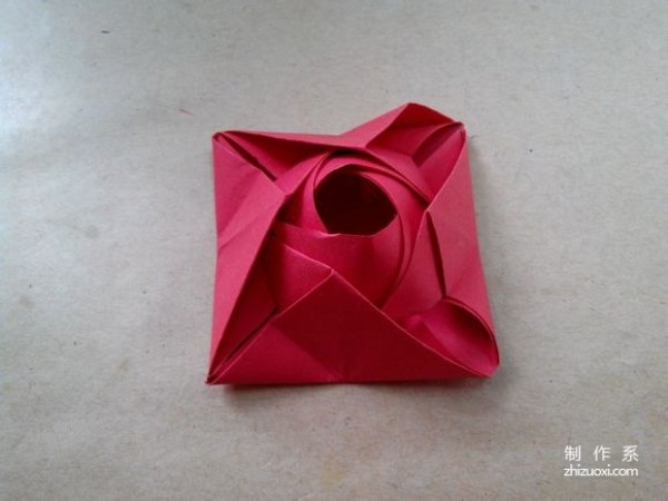 Illustration of DIY origami method of beautiful windmill rose flower