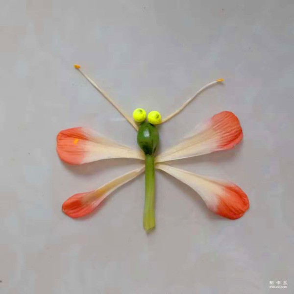 How to paste leaves and draw dragonflies by hand