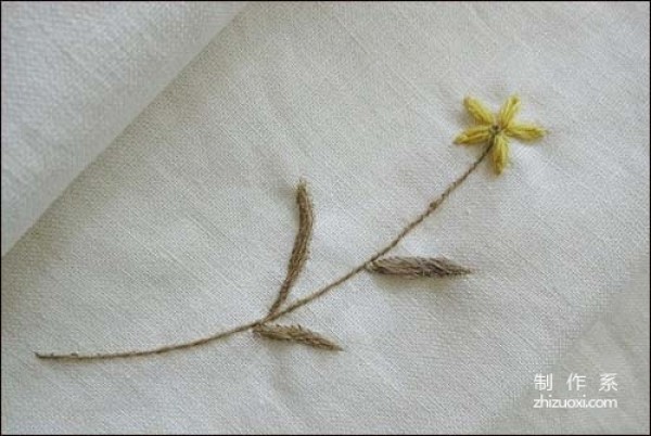 Illustrated tutorial on hand embroidery method of small daisy