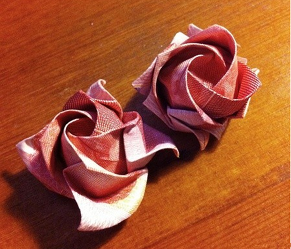 Beautiful banknote roses